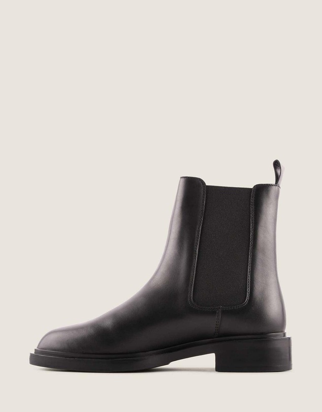 Shelly Shen - Harper Flat Ankle Boots Black Leather