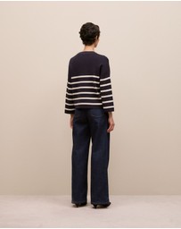 Trenery - Cotton Breton Stripe Knit in Night Sky