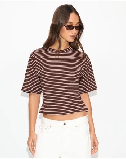 Dazie - Agnes Striped Cinched Short Sleeve Tee