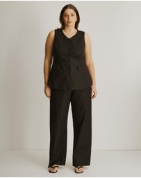 Atmos&Here Curvy - Nora Longline Linen Blend Vest