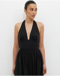 Calli - Contrast Bind Halter Midi Dress