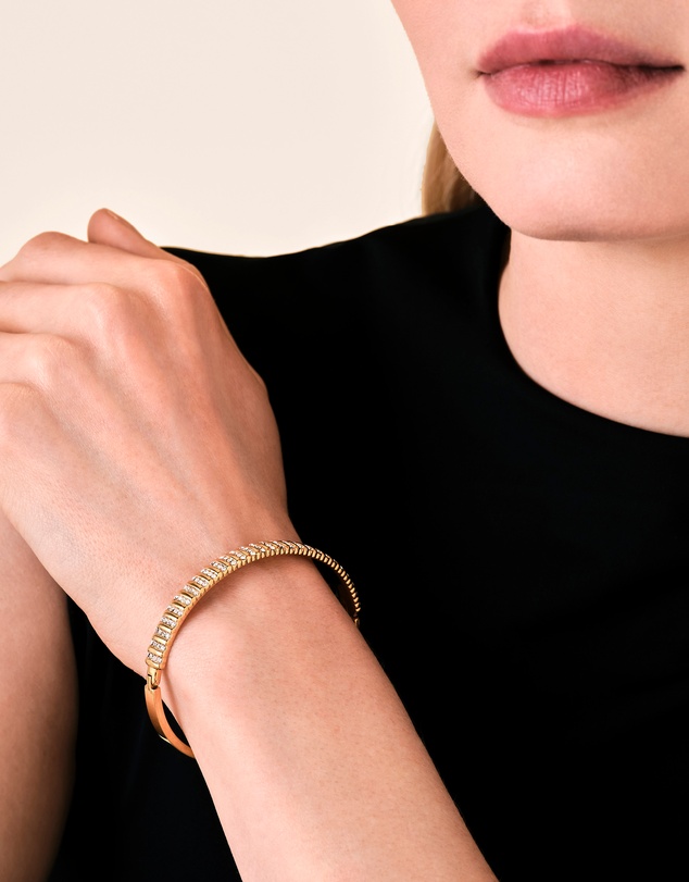 Rosefield - Striped Pavé Crystal Gold-Tone Bangle Bracelet