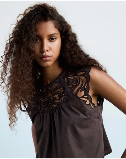 M.N.G - Broderie Anglaise Cotton Top