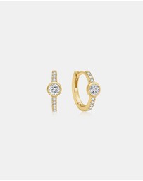 Ania Haie - Gold Pave Row & Bezel-Set Huggie Hoop Earrings