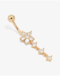 Lovisa - Titanium Cubic Zirconia Butterfly Drop Belly Bar