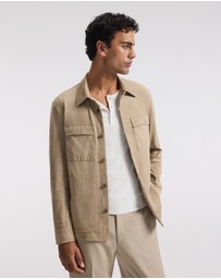 Calibre - Relaxed Suede Look Shirt Jacket Tan