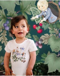 Fleur Harris - 'Up To The Land Of Goodies' Treasured Short Sleeve Bodysuit in Porcelain