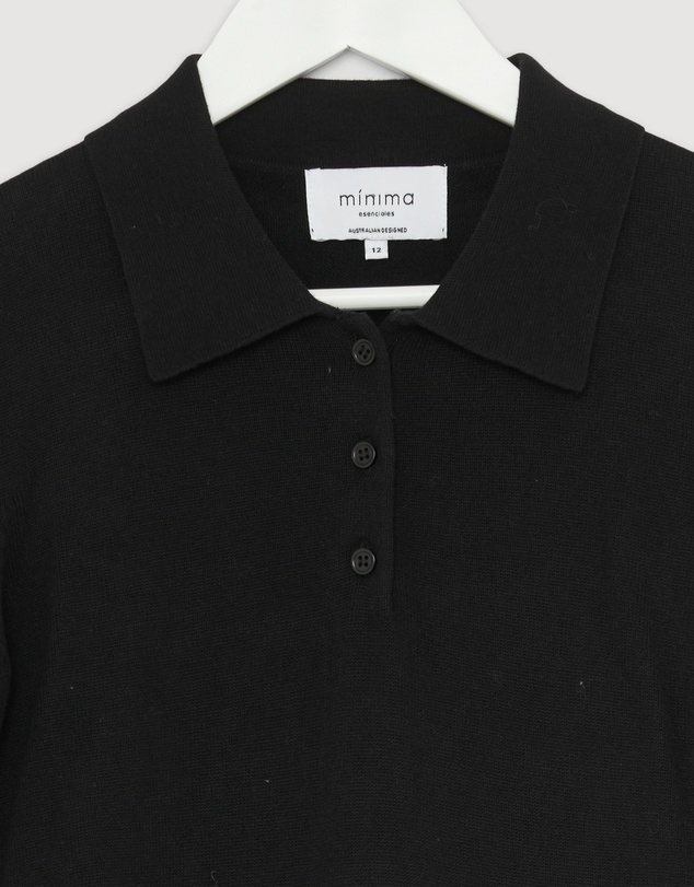 Revibe - Repaired Minima Esenciales Arlen Silk Blend Polo Knit Top - AU 12