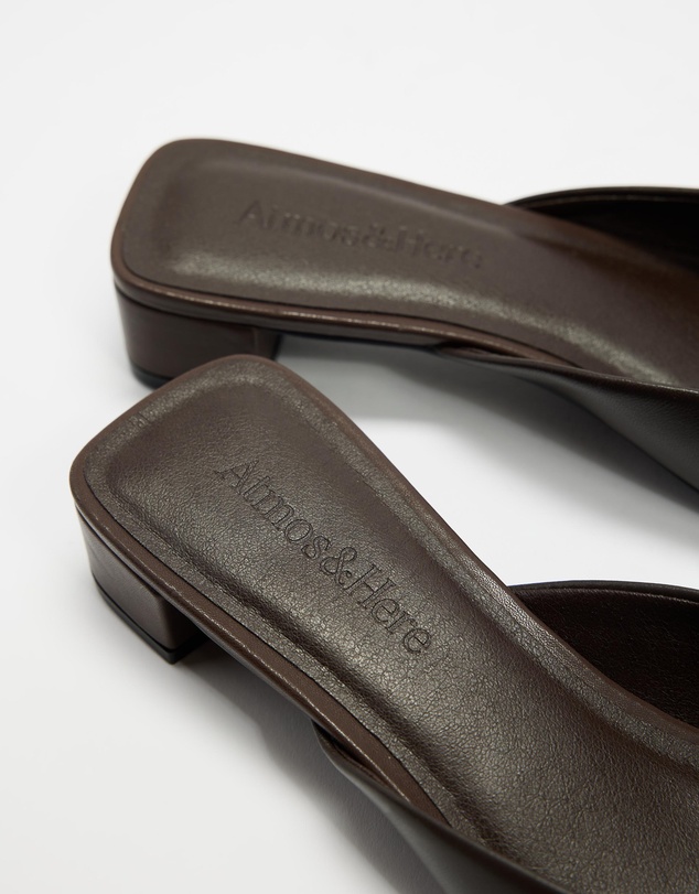 Atmos&Here - Willow Square Toe Leather Mules