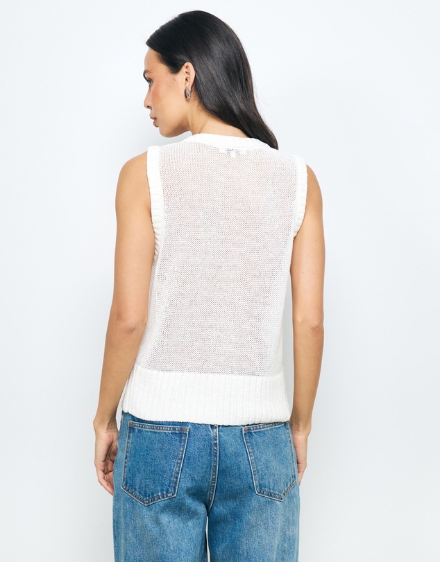 AERE - Lori Textured Organic Cotton Knit Vest