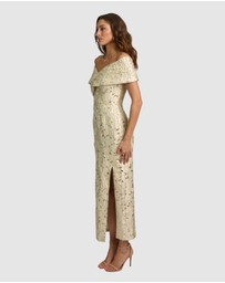Romance by Honey and Beau - Crechia Jacquard Off Shoulder Dress