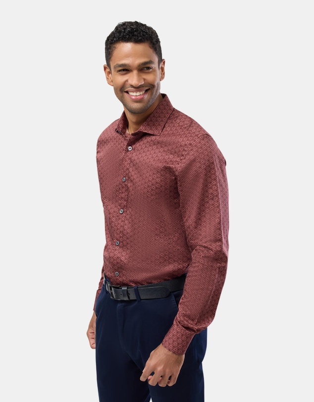 Brooksfield - Triangle Print Slim Fit Dress Shirt