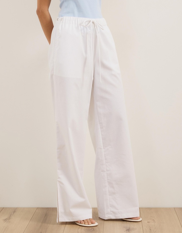 Atmos&Here - Celina Linen Blend Pants With Updated Waistband Detail