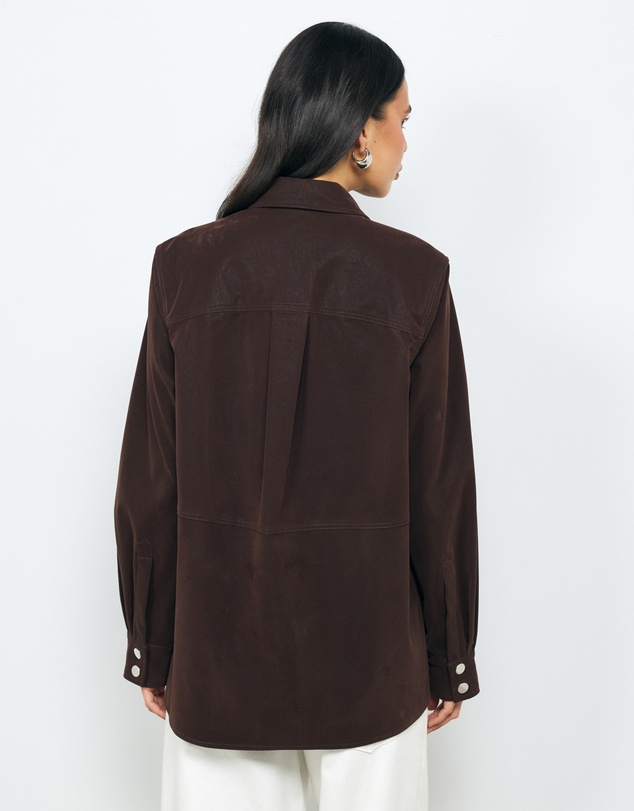 AERE - Suede-Look Panel Shirt