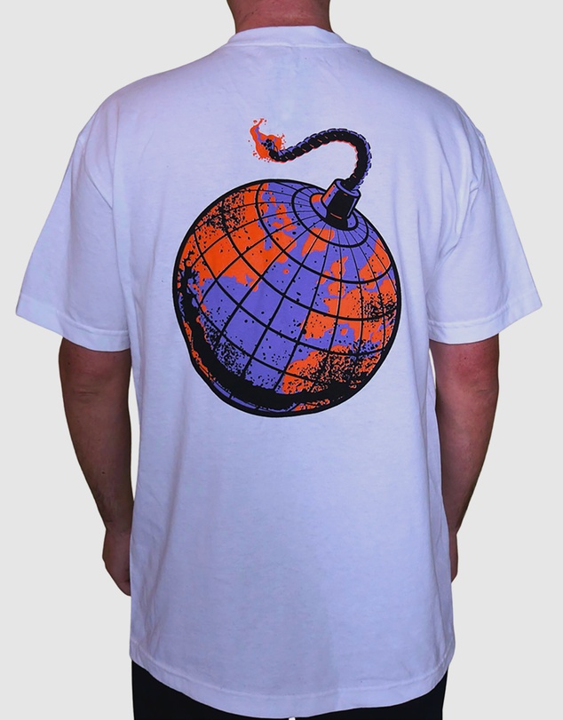 KFD - Kfd Boom Men Logo Cotton Tshirt Relaxed Fit Crew Neck White/Orange