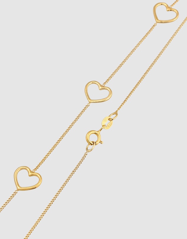 Elli Jewelry - Necklace Heart Cut-Out Design 925 Sterling Silver Gold-Plated