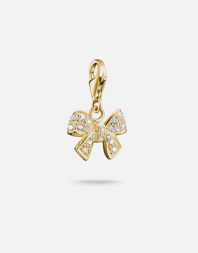 THOMAS SABO - Gold-Plated Bow Charm with White Zirconia