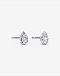 Michael Hill - Pear Cubic Zirconia Halo Stud Earrings in Sterling Silver