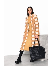 Glamorous - Camel tartan long coat