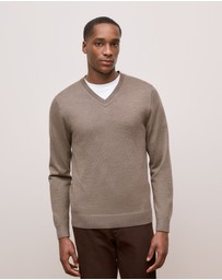 Trenery - Merino V Neck in Cocoa