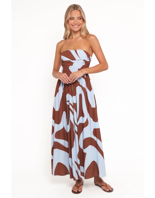 Nesta Maxi Dress - Brown/Blue by Petal & Pup Online | THE ICONIC | Australia