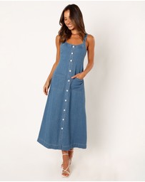 Petal & Pup - Bettie Midi Dress - Mid Blue Denim