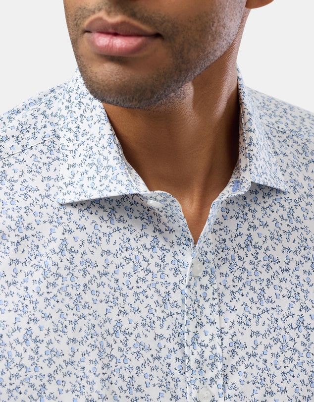 Brooksfield - Abstract Floral Print Reg Fit Stretch Business Shirt