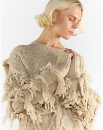 Glamorous - Fringe Sleeve Cable Knit Jumper