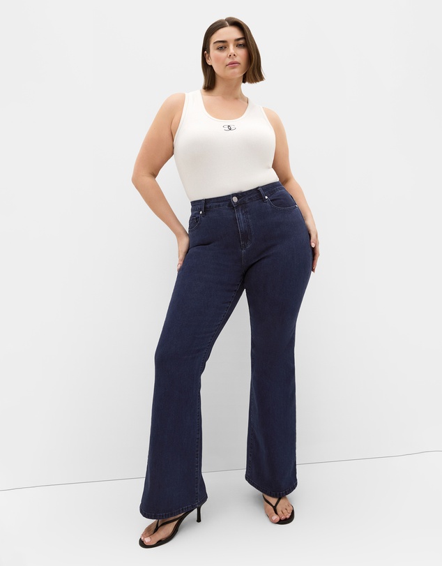 City Chic - Plus size Harley Fit Carla Flare Leg Regular Jean - dark wash