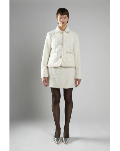 Glamorous - Button-Front Long Sleeve Textured Coat