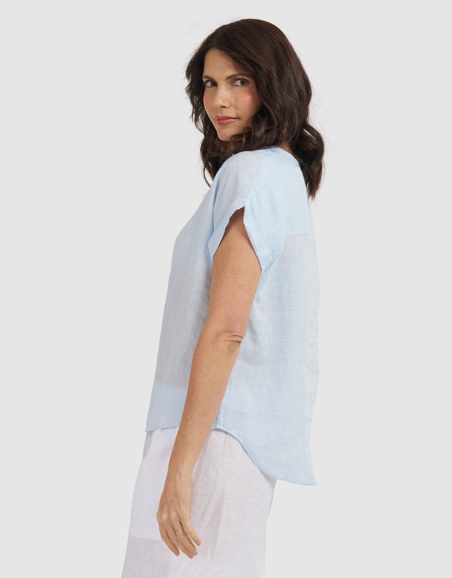 CAMIXA - Martina Linen V-Neck T-shirt