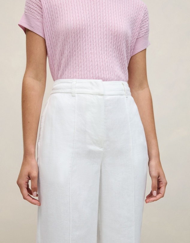 Trenery - Linen Pintucked Pant in White