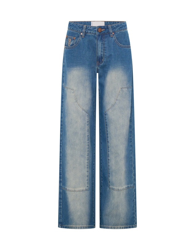 ONE TEASPOON - Jackson Mid Waist Wide Leg Denim Jeans - Blue Ranch