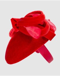 Max Alexander - Velvet Red Winter Pillbox Fascinator