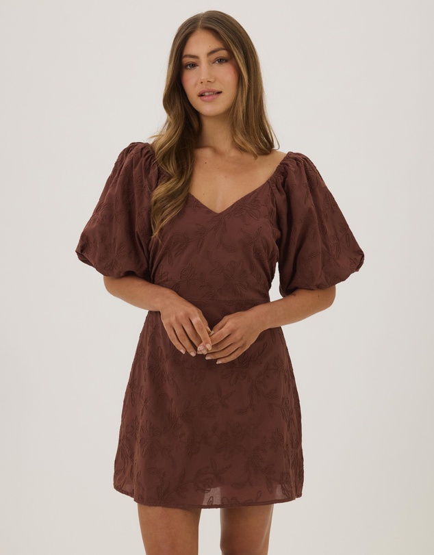 Atmos&Here - Miya Broderie Mini Puff Sleeve Dress