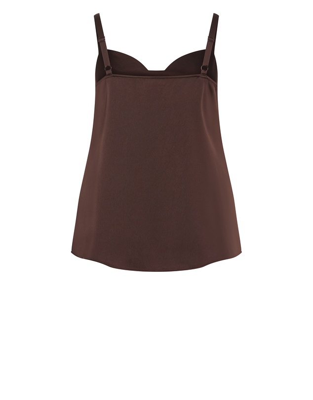 City Chic - Plus size Cowl Neck Satin Cami - truffle