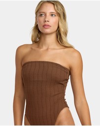 RVCA - Womens Chevy Grooves Bandeau One Piece Swimsuit