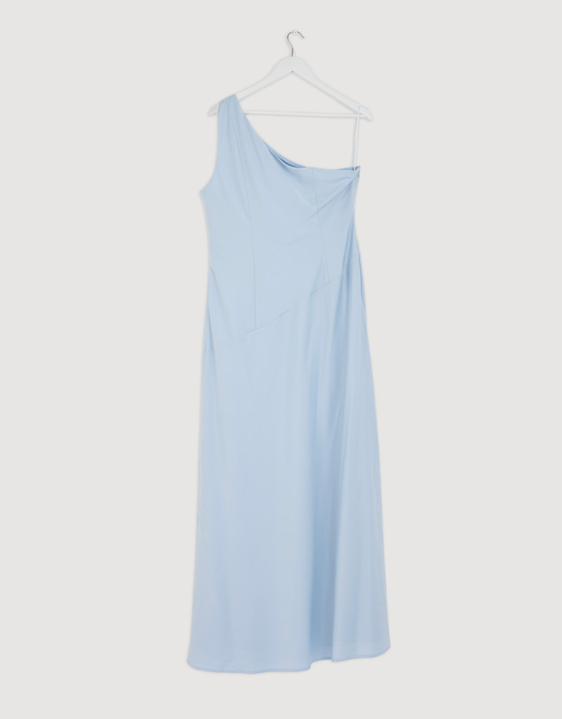 Revibe - Repaired CHANCERY Hallie Satin One Shoulder Drape Maxi Dress - AU 16