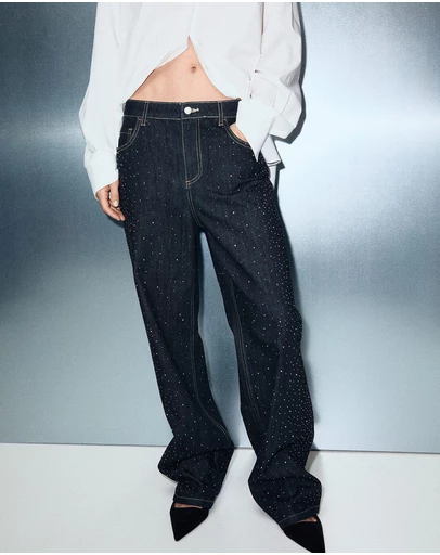 M.N.G - Straight Jeans With Rhinestone Detail