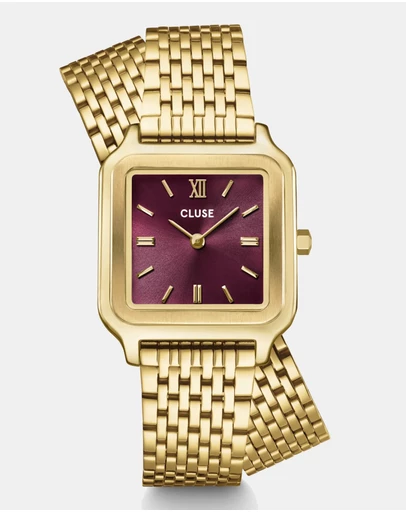 Cluse - Gracieuse Watch Double Steel, Wine, Gold Colour