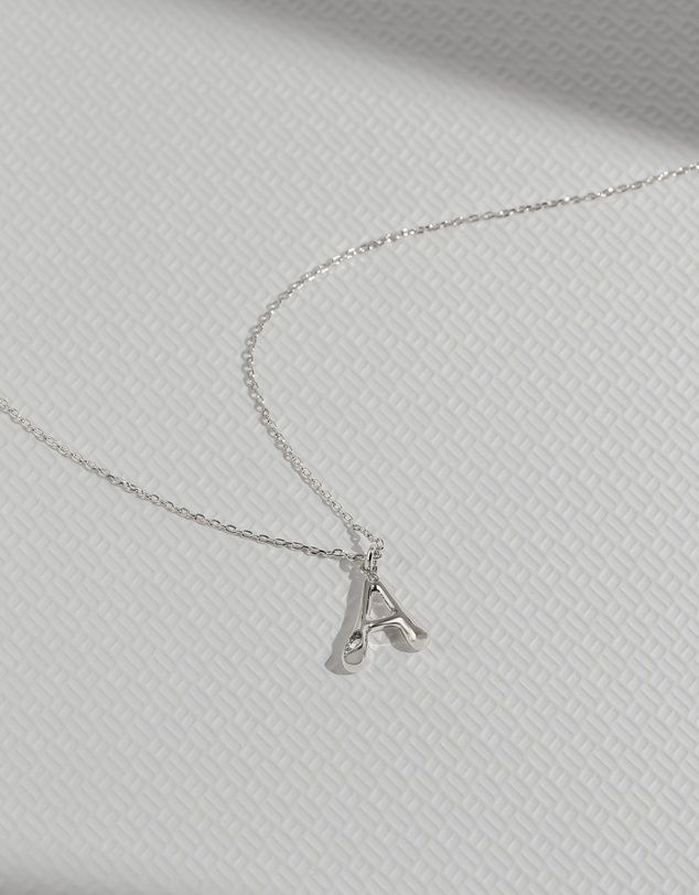 Wanderlust + Co - Alphabet Bubble Silver Necklace - Letter A