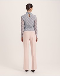 SABA - Astrid Check Mesh Long Sleeve Top