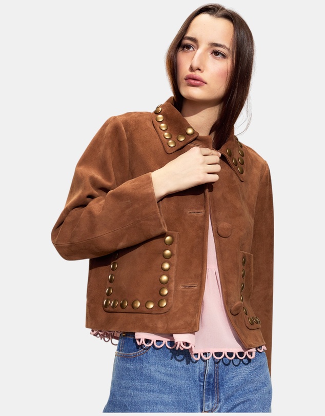 Cynthia Rowley - Studded Suede Cropped Jacket