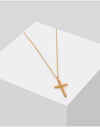 Kuzzoi - ICONIC EXCLUSIVE - Necklace Chain with Cross Pendant Massive in 925 Sterling Silver Gold Plated