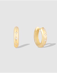 Wanderlust + Co - Constellation 10mm 14K Gold Vermeil Huggie Earrings