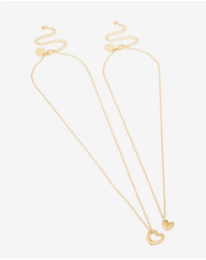Lovisa - Waterproof Gold Plated Stainless Steel Cut Out Heart & Solid Heart Necklaces 2-Pack