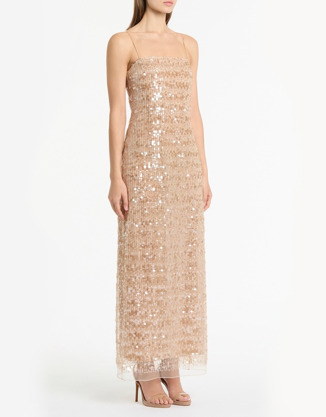 Carla Zampatti - Pale Gold Linear Sequin Gown