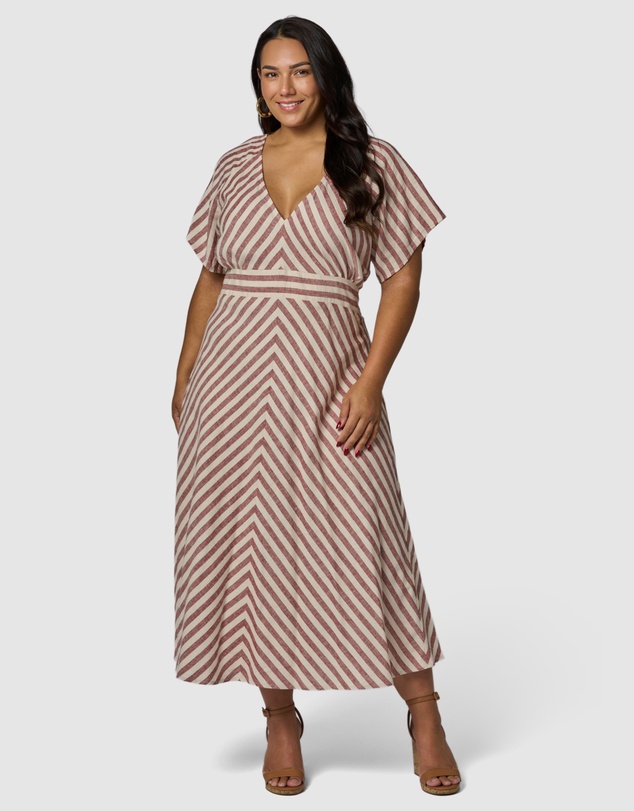 Something 4 Olivia - Allegra Linen Stripe Midi Dress