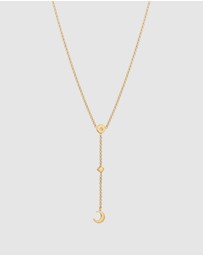 Elli Jewelry - Necklace Women Crescent Moonstone 925 Sterling Silver Gold Plated