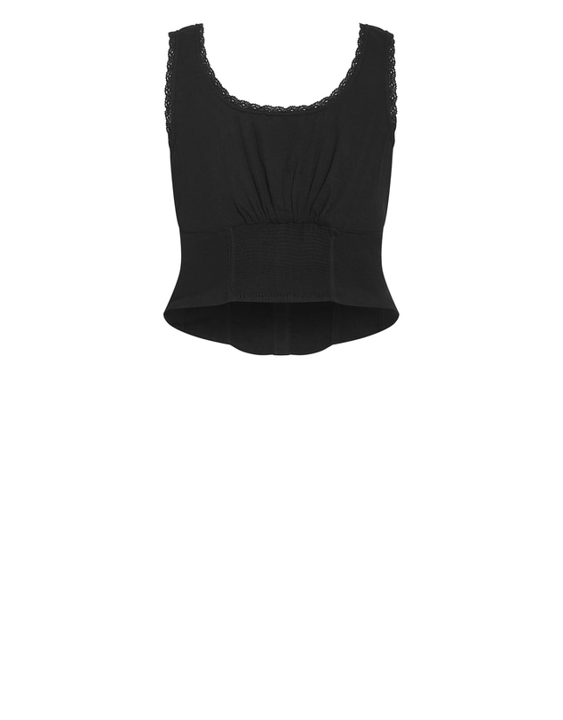 City Chic - Plus size Meghan Cotton Corset Tank - black